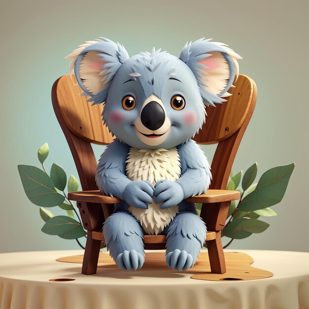 Lindo koala sentado en una silla dibujos animados icona vectorial ilustración animal icona de la naturaleza concepto aislado