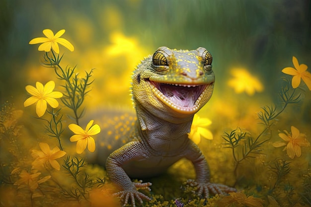 Un lindo lagarto feliz