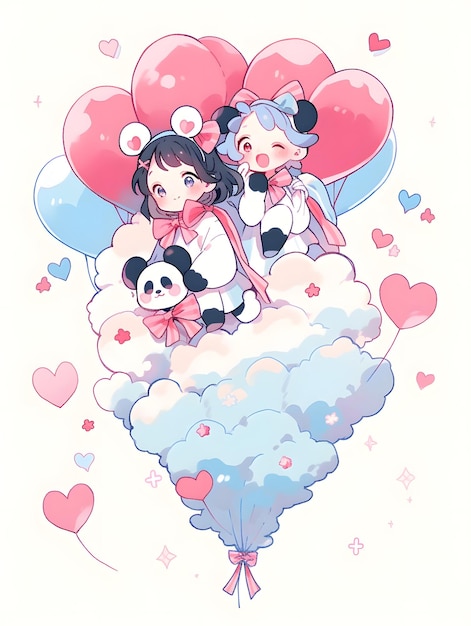 Lindo LOFI anime manga estilo ilustración amor pareja