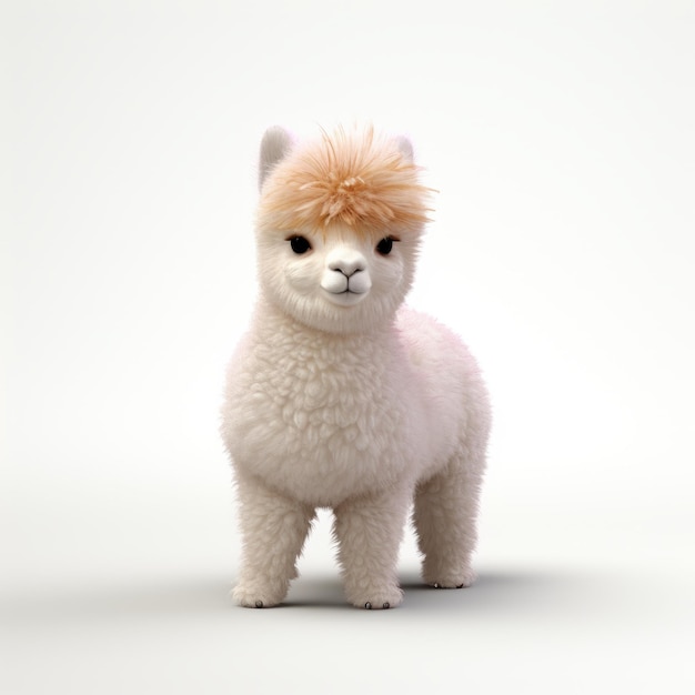 El lindo logotipo 3D de Alpaca en estilo minimalista