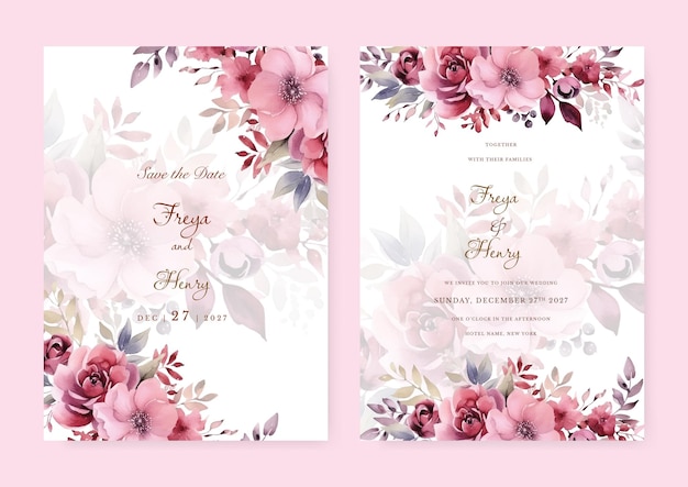 lindo modelo de cartão de convite de casamento floral desenhado à mão