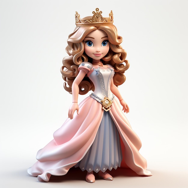 Lindo modelo de princesa estática en 3D Clash of Clans estilo sobre fondo blanco