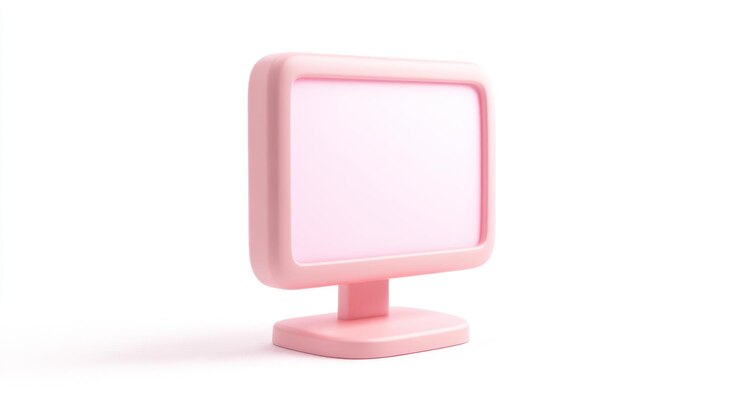 Foto un lindo monitor de computadora rosa con un diseño simple adecuado para trabajo digital o decoración
