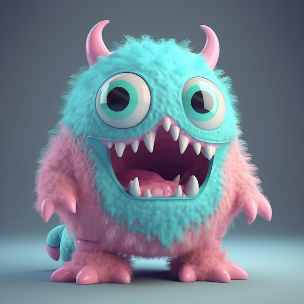 lindo, monstruo, 3d, render