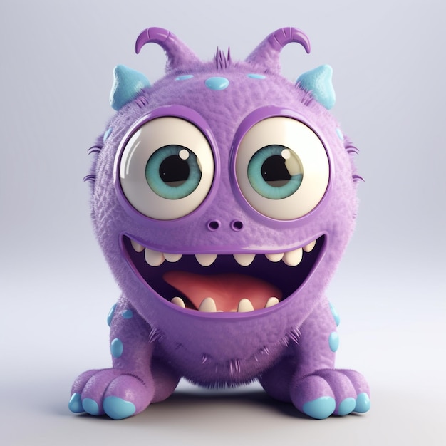 lindo, monstruo, 3d, render