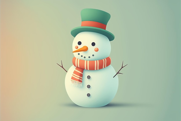 Lindo muñeco de nieve Navidad 2D ilustración Año nuevo icono de dibujos animados