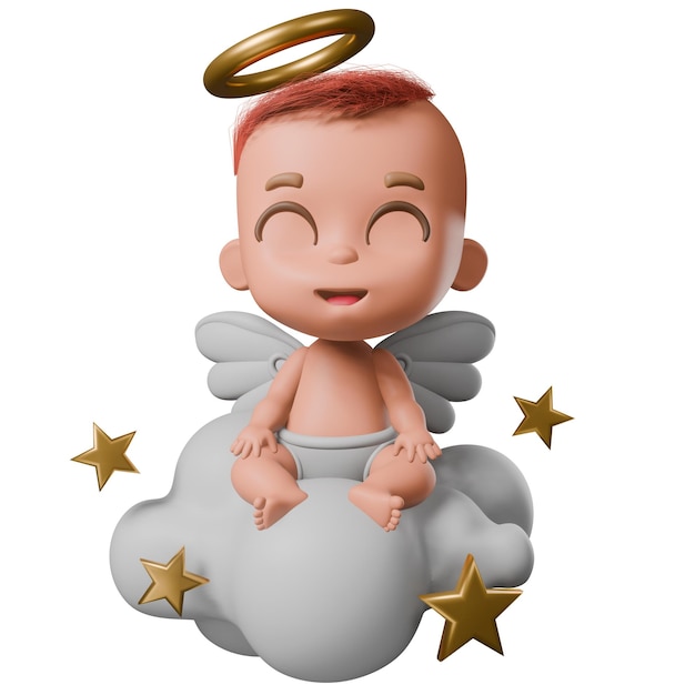 El lindo niño ángel de Navidad aislado en un fondo transparente