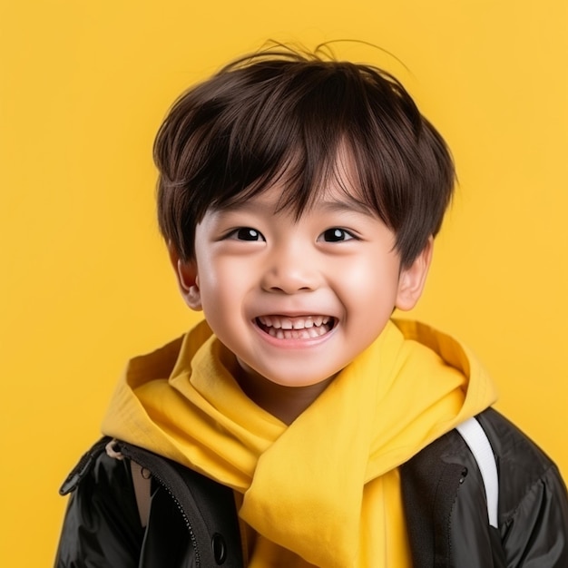 lindo niño asiático con pelo corto