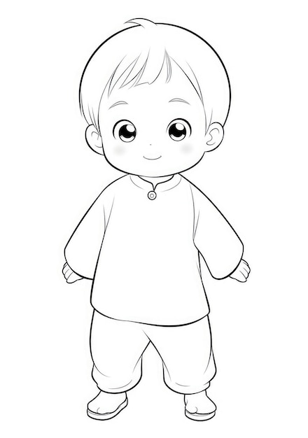 lindo niño página para colorear en papel A4