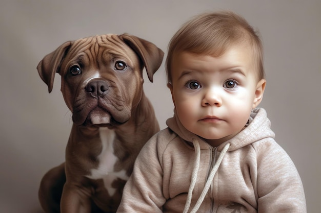 Lindo niño con perro