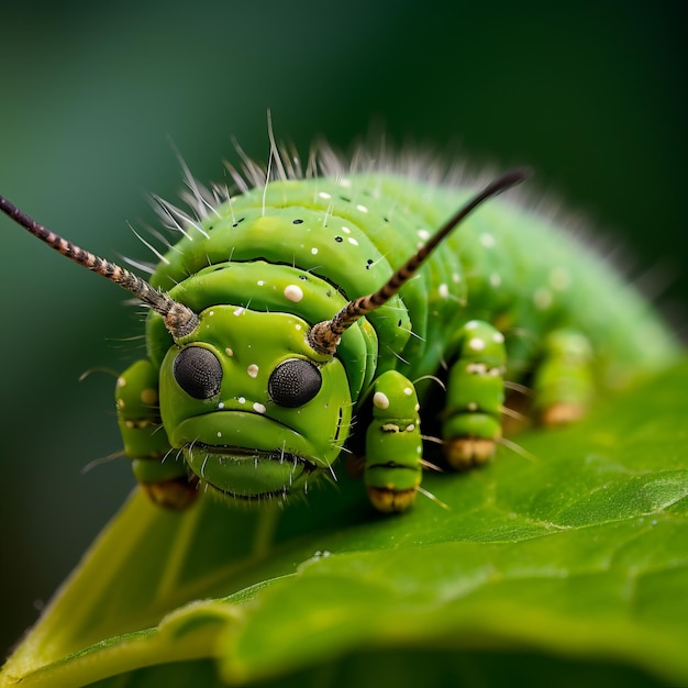 Foto lindo, oruga, primer plano