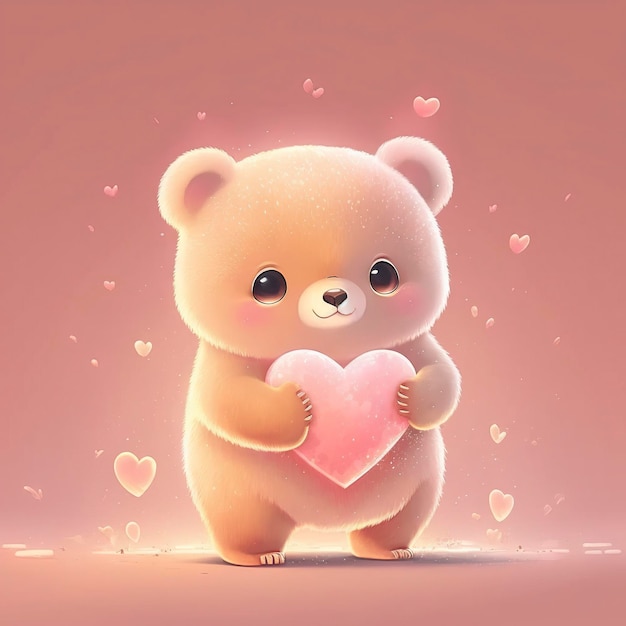 lindo oso kawaii con corazón