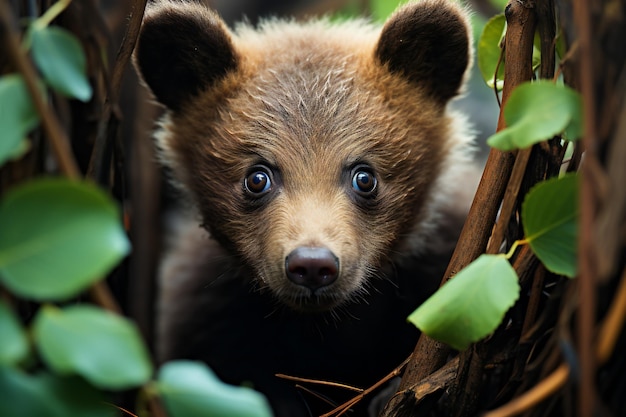 Lindo oso marrón en el bosque Animal en la naturaleza