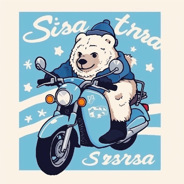 lindo oso montando motocicleta caricatura personaje ilustración