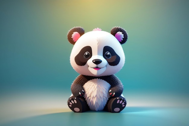 lindo oso panda sonriente dibujo animado de estilo 3D