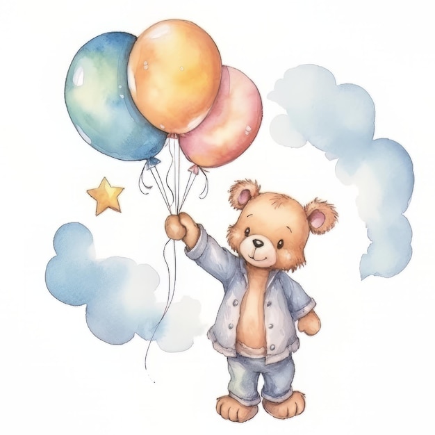 Lindo oso de peluche con globos