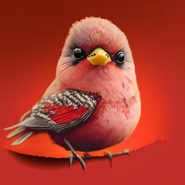 Lindo pájaro colorido sobre un fondo rojo Generativo ai