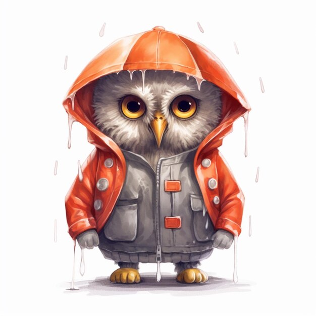 lindo pájaro con impermeable