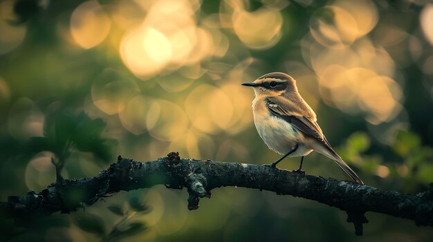 Foto lindo pájaro del norte wheatearoenanthe oenanthe descansar en la rama en la naturaleza ia generativa