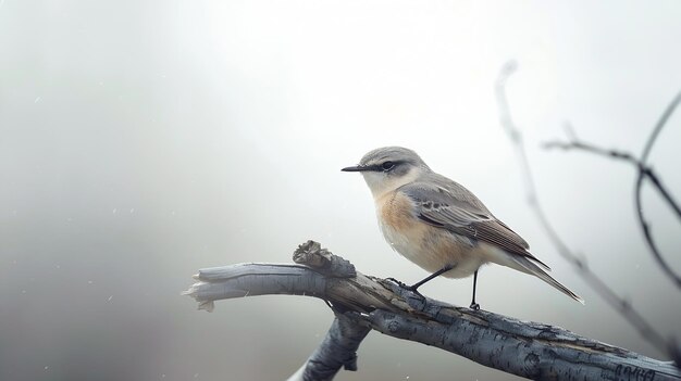 Foto lindo pájaro del norte wheatearoenanthe oenanthe descansar en la rama en la naturaleza ia generativa