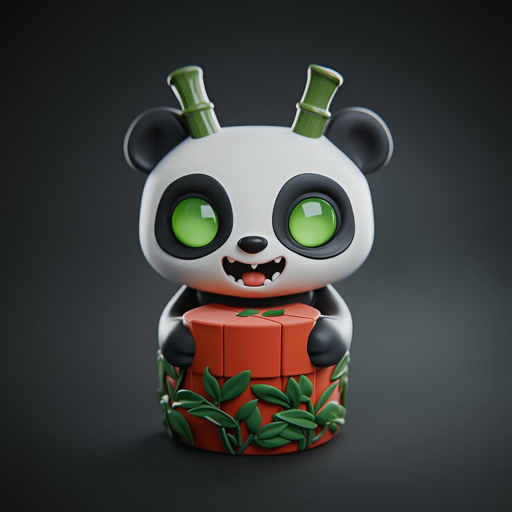 Foto un lindo panda con una caja de regalos