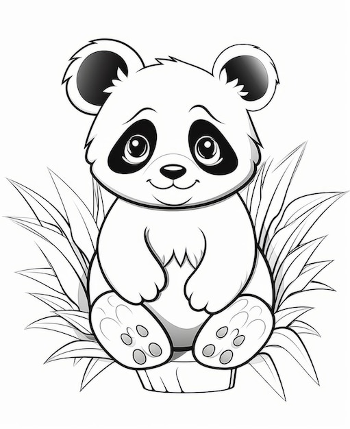 Lindo panda de dibujos animados sentado Ilustración vectorial