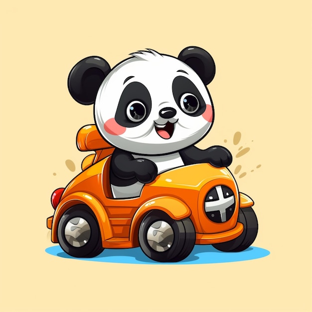Lindo panda montando coche dibujos animados vector icono ilustración animal transporte icono concepto aislado