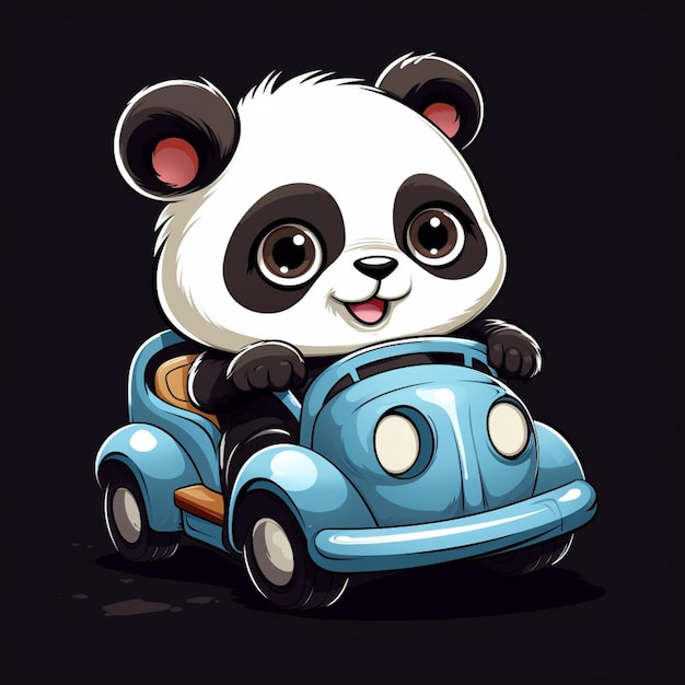 Lindo panda montando coche dibujos animados vector icono ilustración animal transporte icono concepto aislado