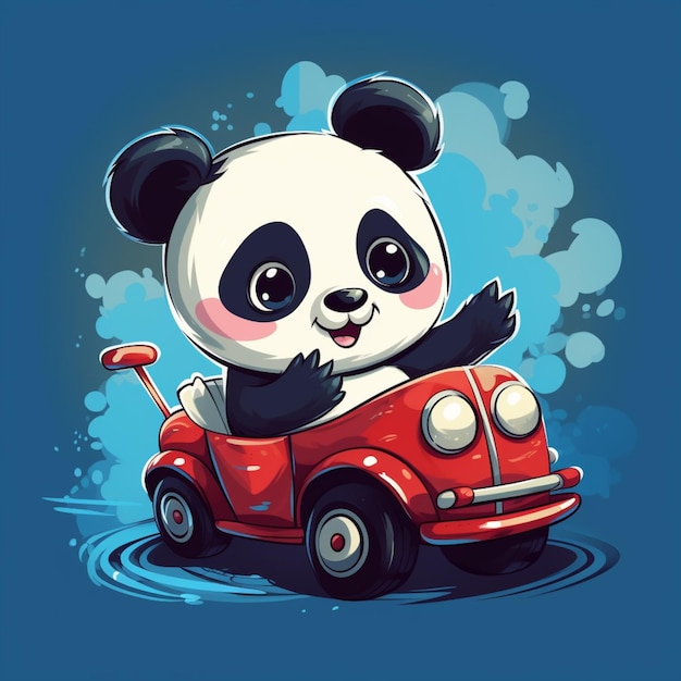 Lindo panda montando coche dibujos animados vector icono ilustración animal transporte icono concepto aislado