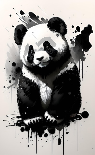 Foto lindo panda preto e branco