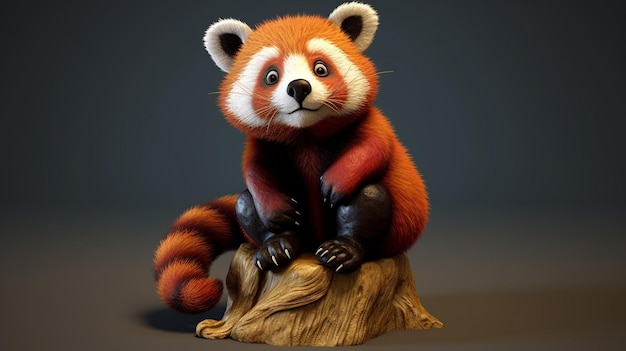 lindo panda rojo 3d