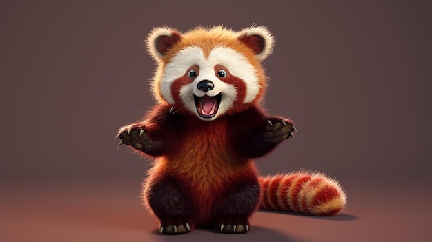 lindo panda rojo 3d