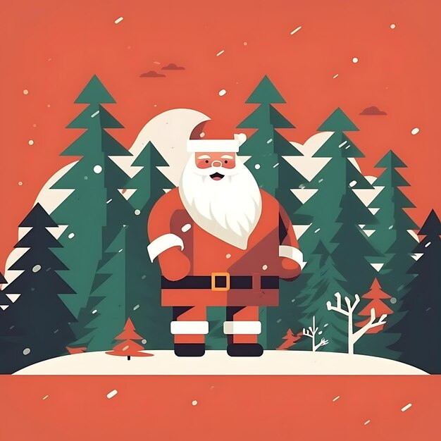 Lindo Papá Noel en Feliz Navidad retro americano de mediados de siglo moderno