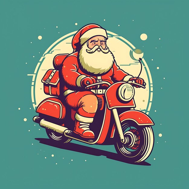 Lindo Papá Noel en Feliz Navidad retro americano de mediados de siglo moderno