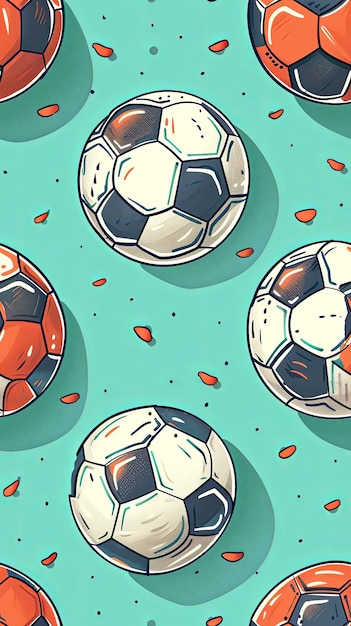 Foto lindo papel tapiz de fútbol colorido estilo de dibujos animados diseño para cartel de cartel fondo de papel tapiz