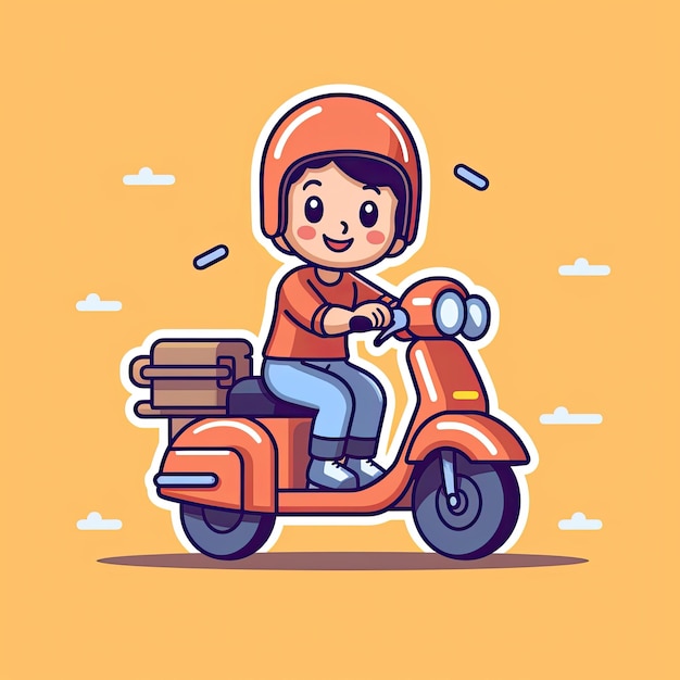 Lindo Paquete De Entrega De Mensajería Icono De Dibujos Animados Ilustración Concepto De Icono De Transporte De Personas Aislado