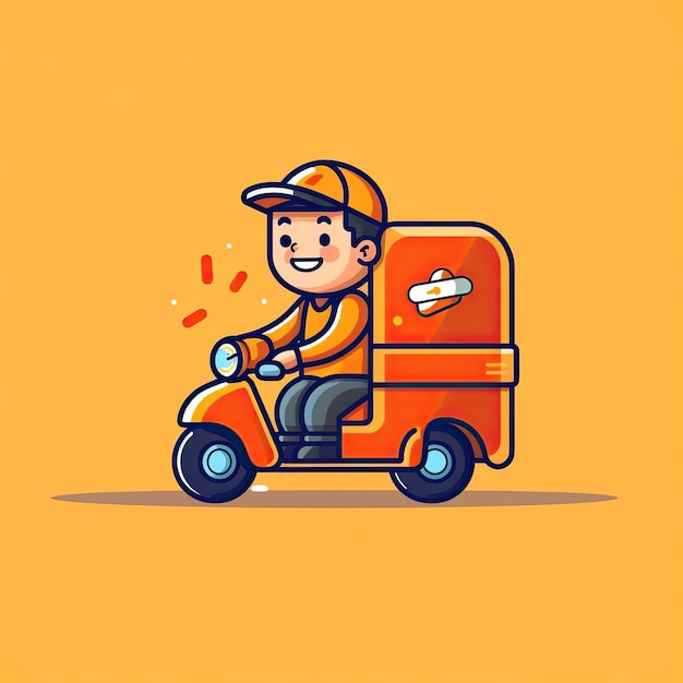 Lindo Paquete De Entrega De Mensajería Icono De Dibujos Animados Ilustración Concepto De Icono De Transporte De Personas Aislado