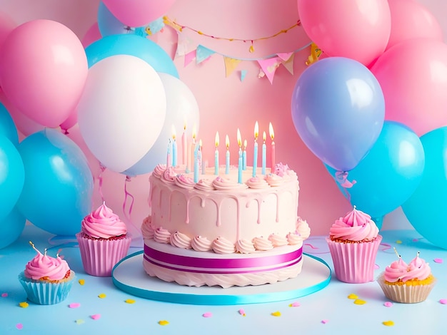 Lindo pastel de cumpleaños generado por IA
