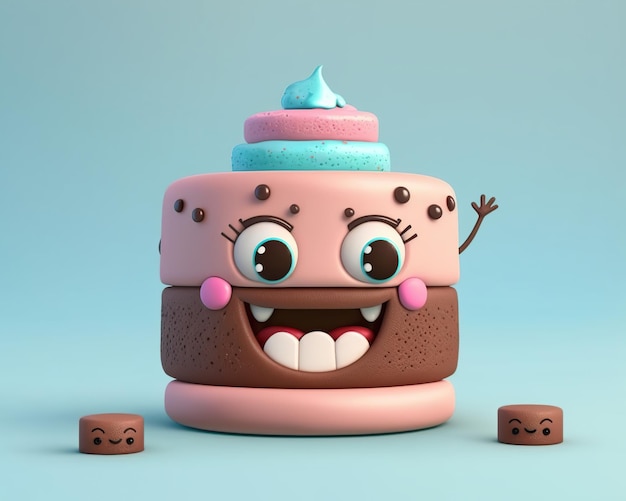 Lindo pastel dulce sonrisa aislado estilo 3D renderizado AI generado