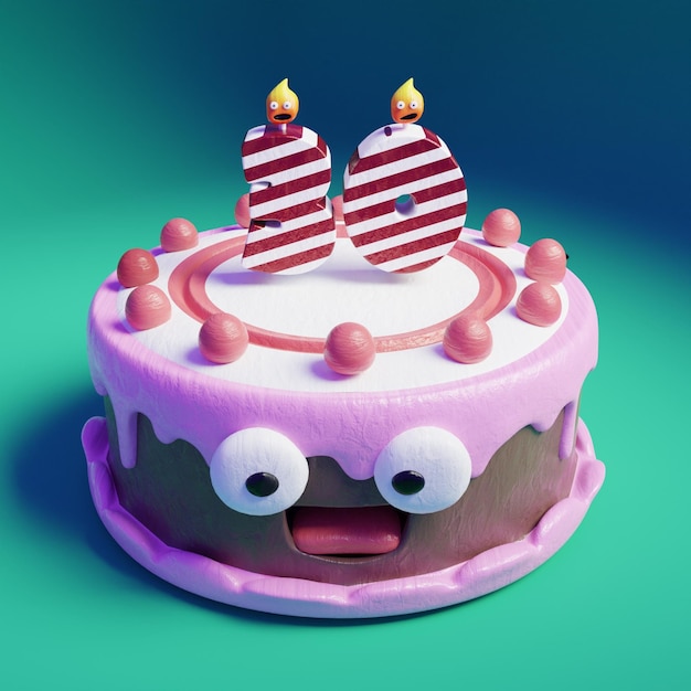Un lindo pastel de sabor a fresa con dos velas
