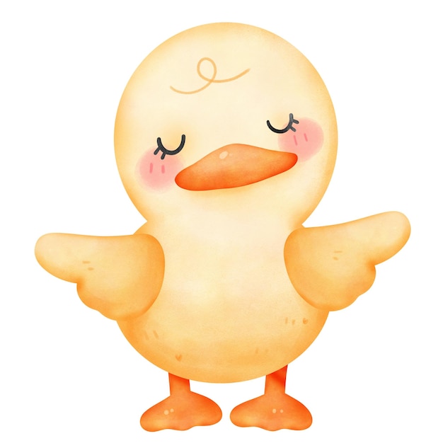 un lindo pato bebé colorido aislado en acuarela