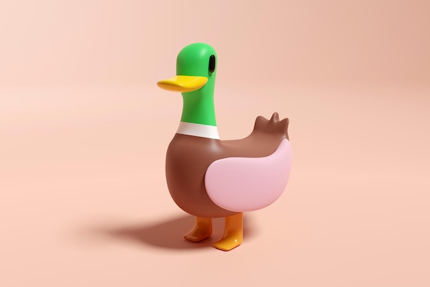 lindo pato en diseño de renderizado 3d.