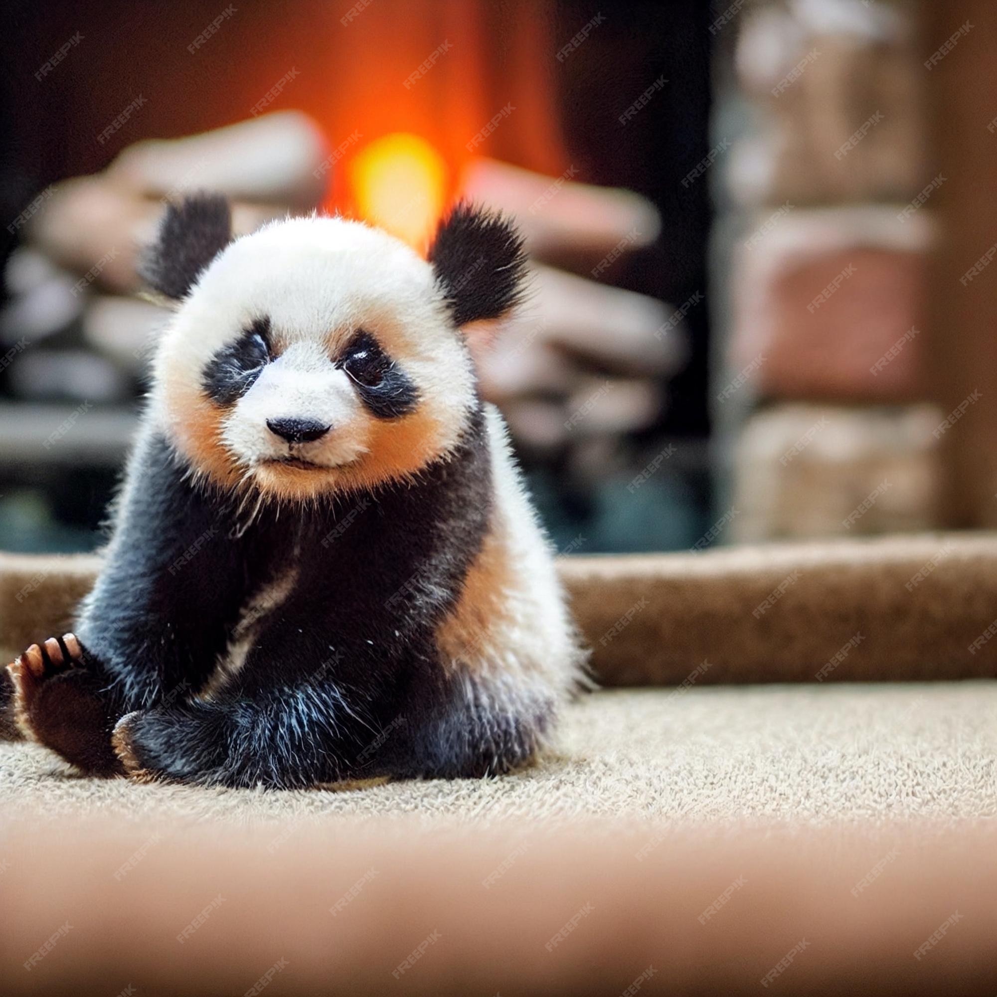 Lindo pequeño bebé oso panda cachorro de panda gigante | Foto Premium