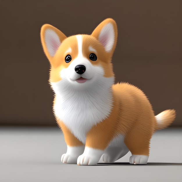 Lindo y pequeño cachorro de corgi IA generativa