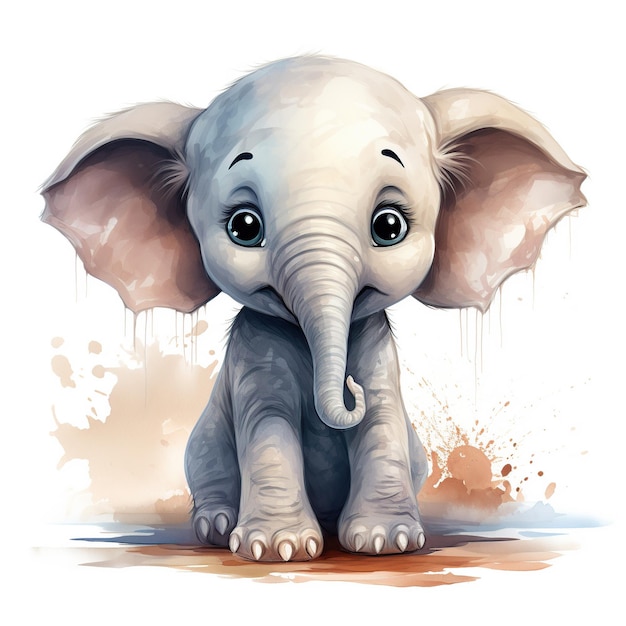 Lindo pequeño elefante animal AI imagen generada