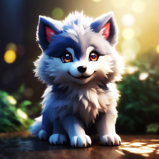 Foto lindo y pequeño lobo de anime hiperrealista de pokemon