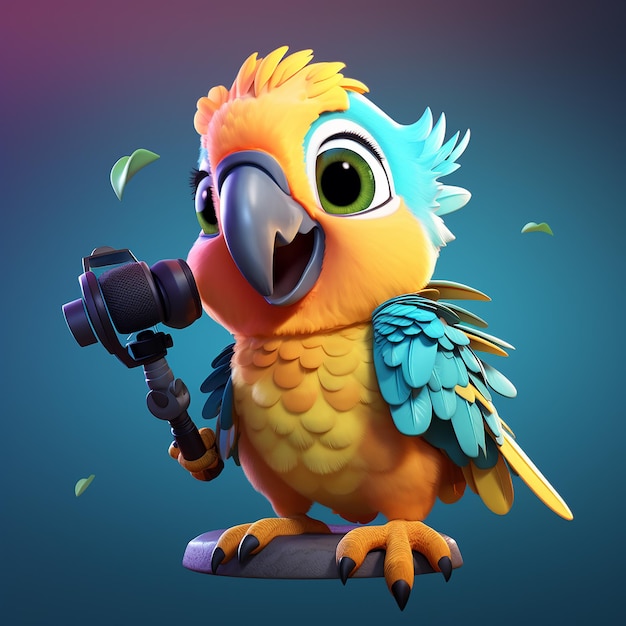 lindo y pequeño loro guacamayo periodista