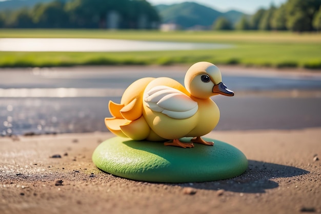 Foto lindo pequeño pato amarillo aves de corral mascota pato papel tapiz de fondo tiempo al aire libre soleado