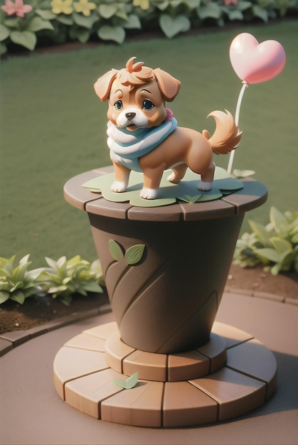 Lindo pequeño perro chibi 3D