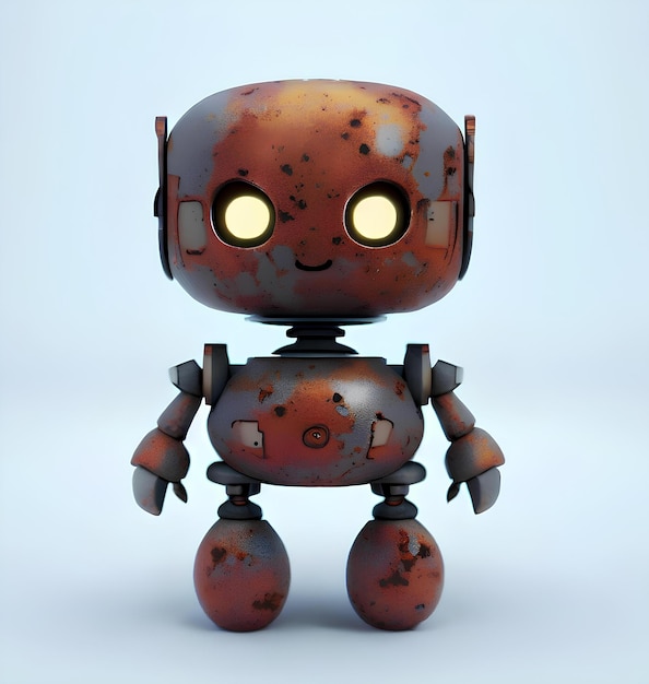 Lindo pequeño robot con brazos y piernas renderizado 3D